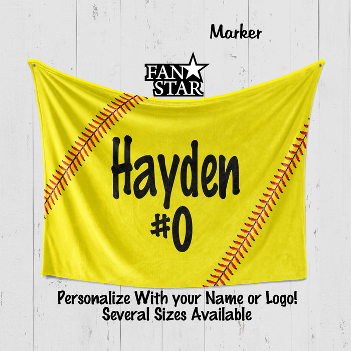 Personalized Softball Fastpitch Blank, Plush Blanket