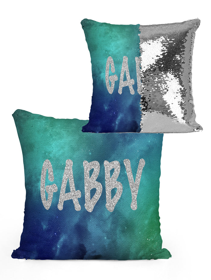 Personalized Space Sequin Mermaid Flip Pillow