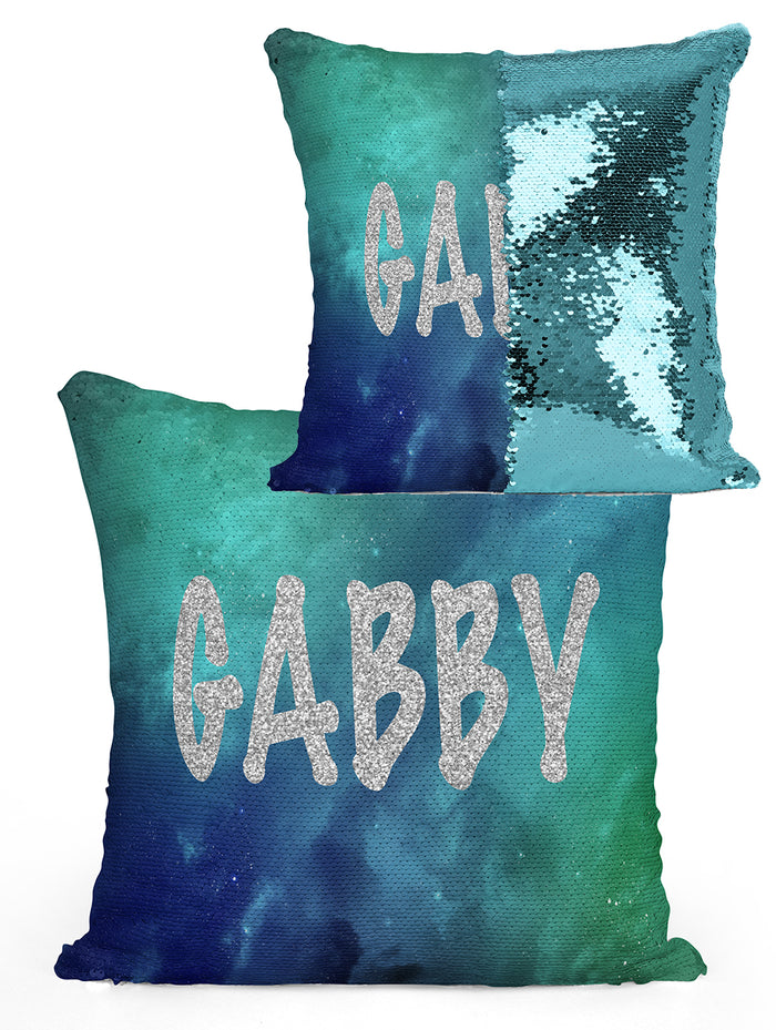 Personalized Space Sequin Mermaid Flip Pillow