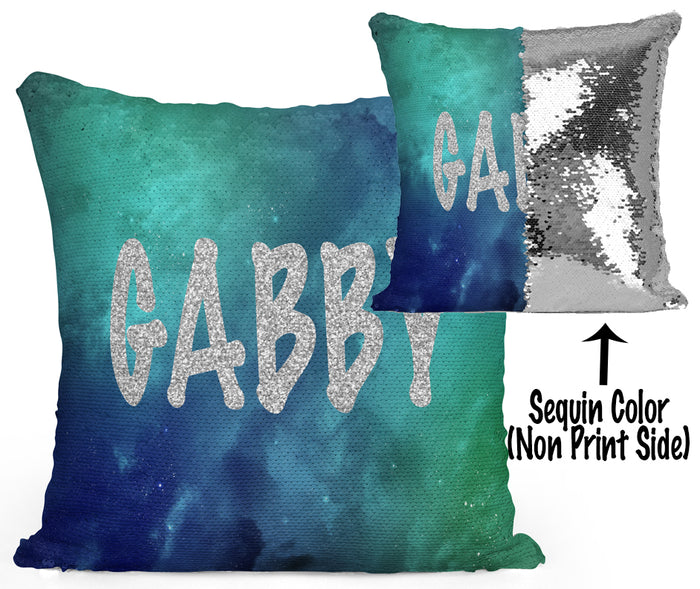 Personalized Space Sequin Mermaid Flip Pillow