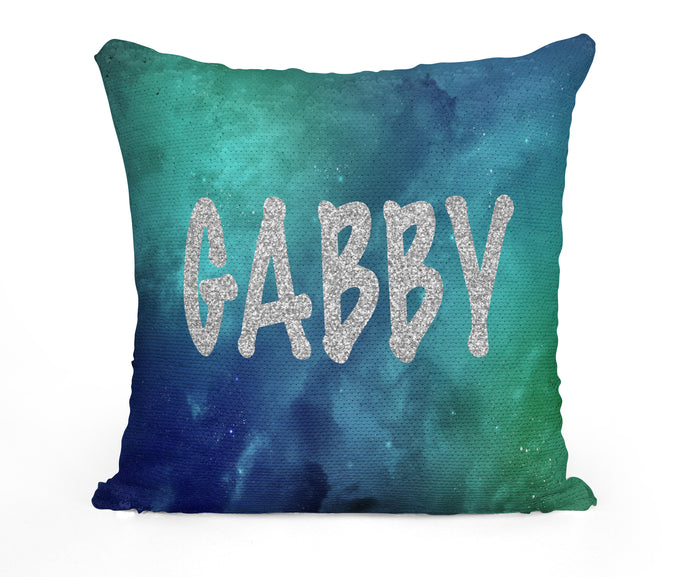 Personalized Space Sequin Mermaid Flip Pillow