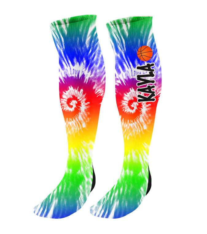 Personalized Tie Dye Basketball Knee High Socks