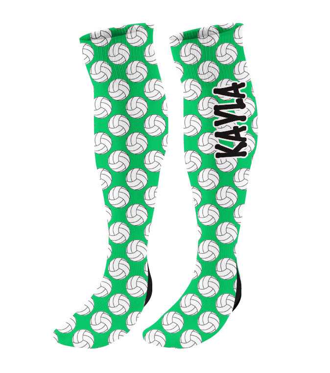 Personalized Volleyball Knee High Socks with Mini Volleyballs