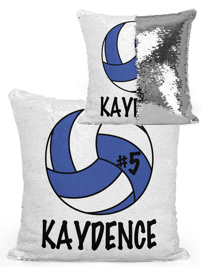 PERSONALIZED VOLLEYBALL MERMAID SEQUIN FLIP PILLOW - CHANGE BALL COLOR!