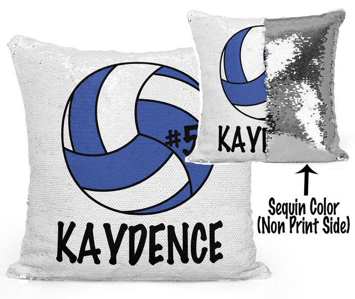 PERSONALIZED VOLLEYBALL MERMAID SEQUIN FLIP PILLOW - CHANGE BALL COLOR!