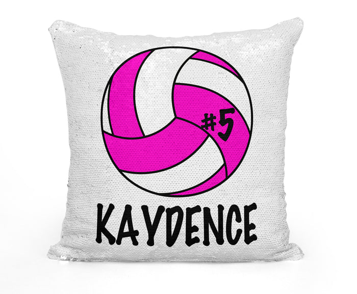 PERSONALIZED VOLLEYBALL MERMAID SEQUIN FLIP PILLOW - CHANGE BALL COLOR!