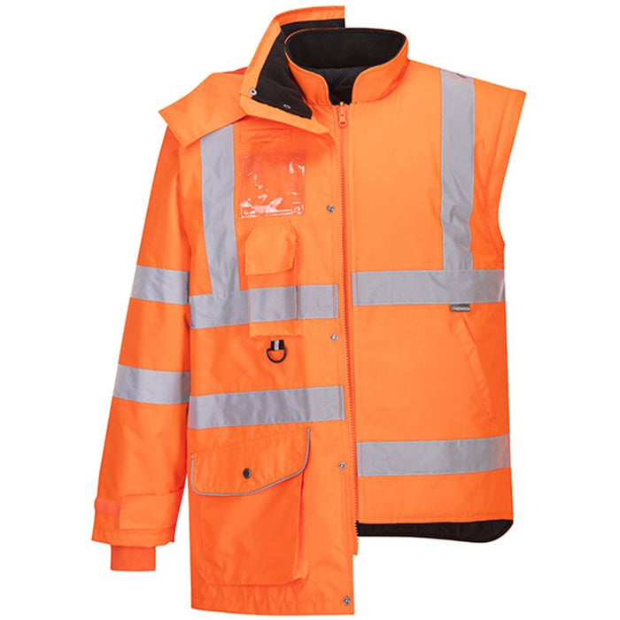 Portwest RT27 RIS Orange Padded Waterproof 7 in 1 Hi Vis Jacket