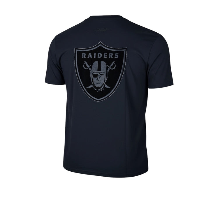 Black Pro Standard Las Vegas Raiders 'Blackout' drop shoulder T-shirt with Raiders logo and comfortable fit.