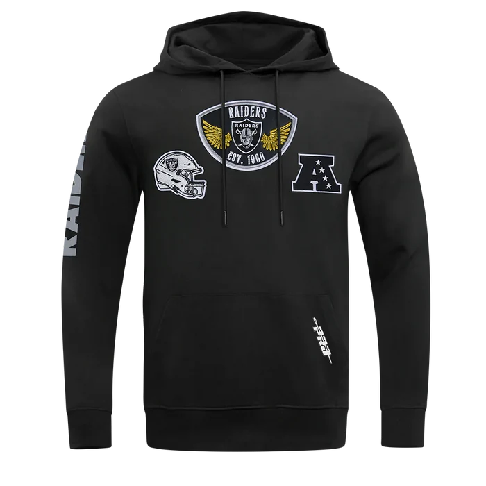 Black Pro Standard Las Vegas Raiders "Born For Sport" hoodie with Raiders logo and branding, casual athletic style.