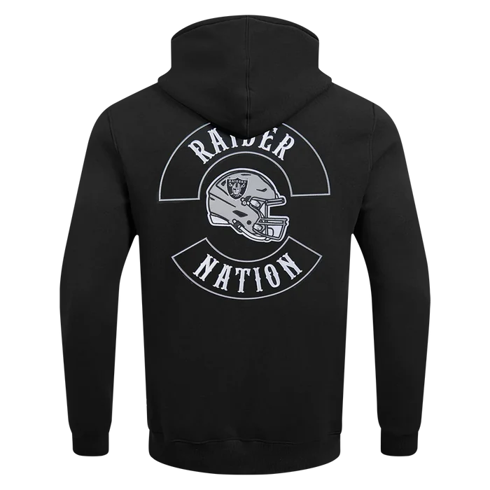 Black Pro Standard Las Vegas Raiders Born For Sport hoodie with Raiders logo and sporty design, front view.