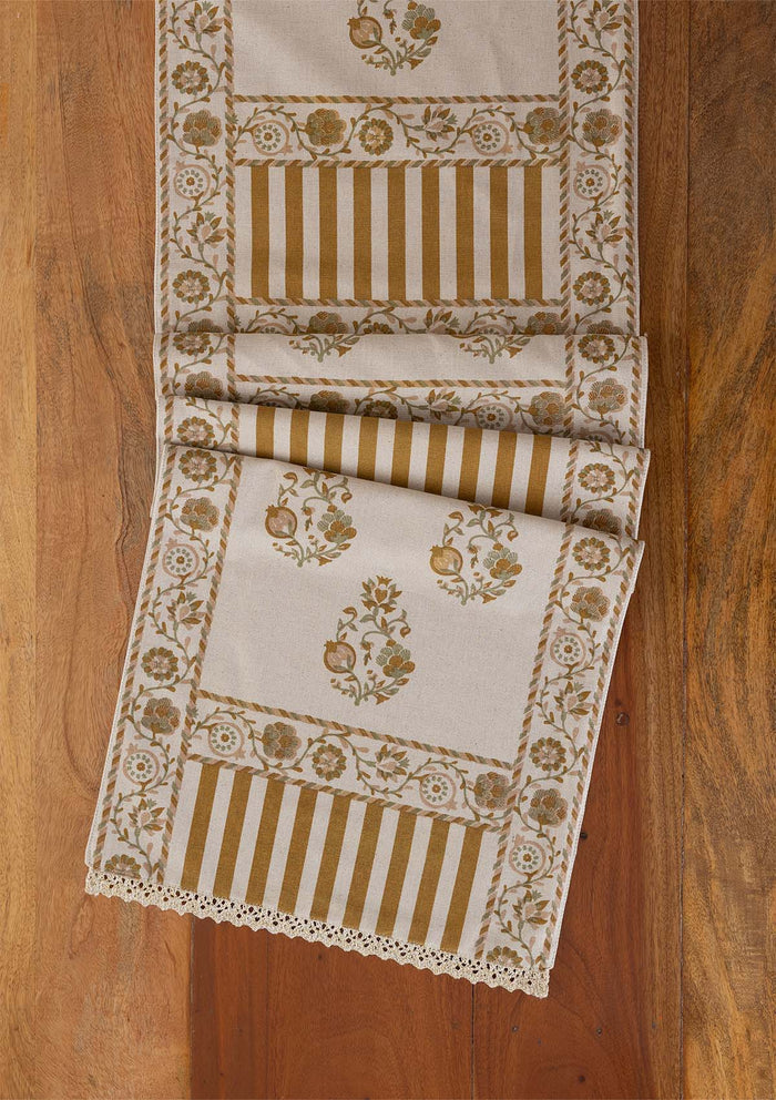 Ruman Yellow 100% Cotton Printed Table Runner