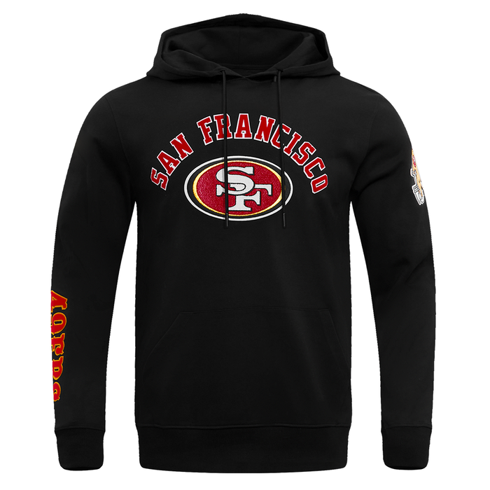 Black San Francisco 49ers Classic Bristle hoodie by Pro Standard, featuring team logo and comfortable hoodie design.