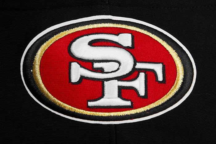 Black Pro Standard San Francisco 49ers Classic Bristle hoodie with team logo and front pocket, casual sportswear.