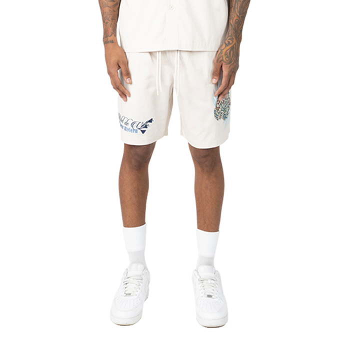 Smoke Rise Coeur Riviera twill shorts in chalk color, casual men's shorts with a relaxed fit and stylish design.