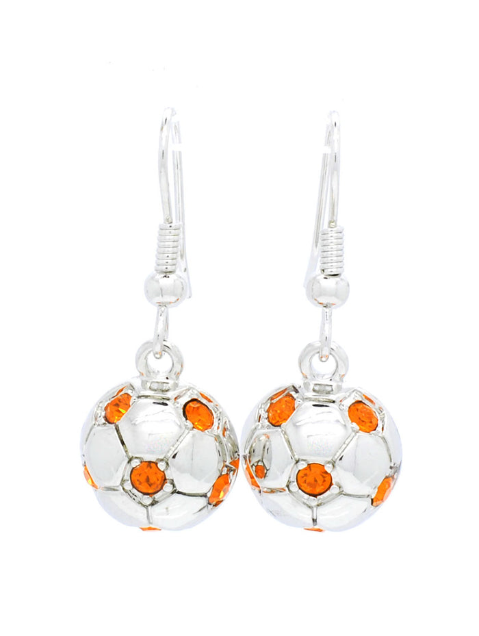 Soccer Ball DANGLE Earrings - Half Ball - Orange