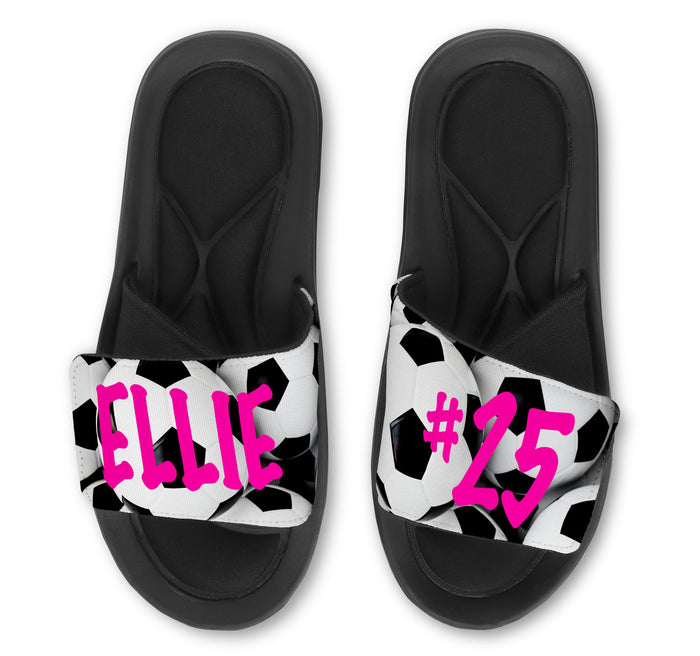 Soccer Custom Slides / Sandals -Customize With Your Name Or Number!