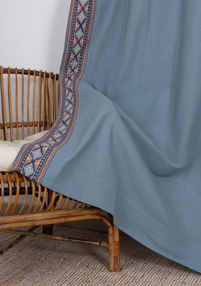 Tara Mist Blue Printed Cotton Fabric