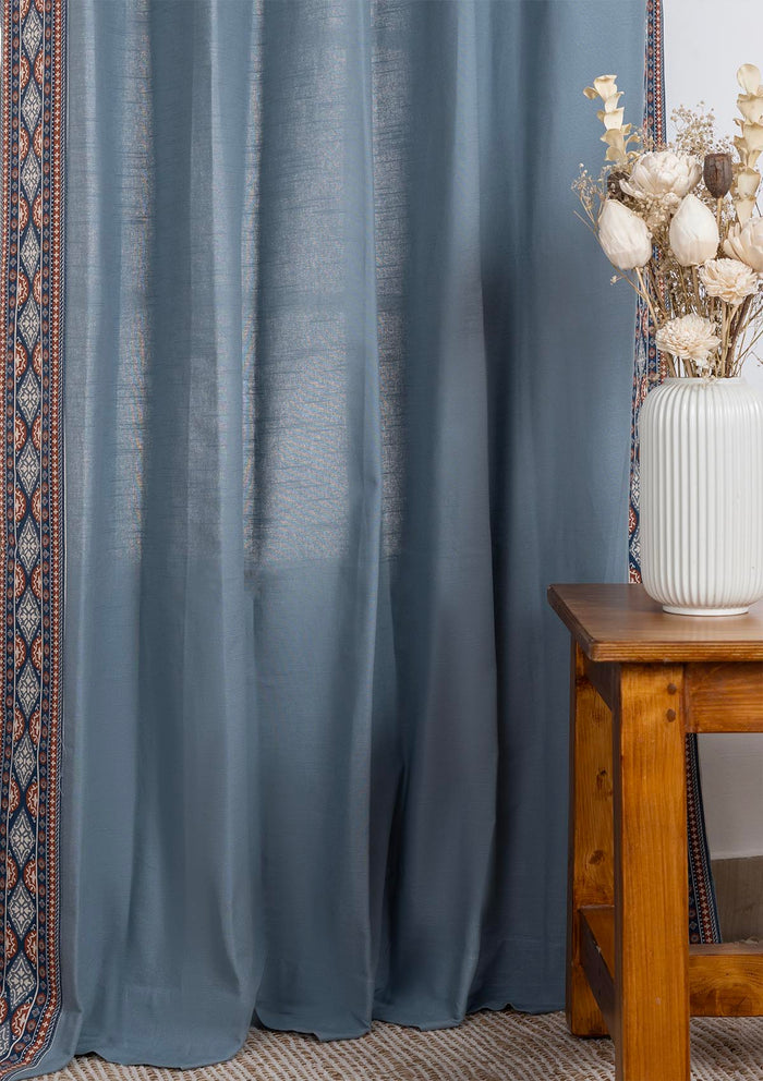 Tara Mist Blue Printed Cotton Fabric