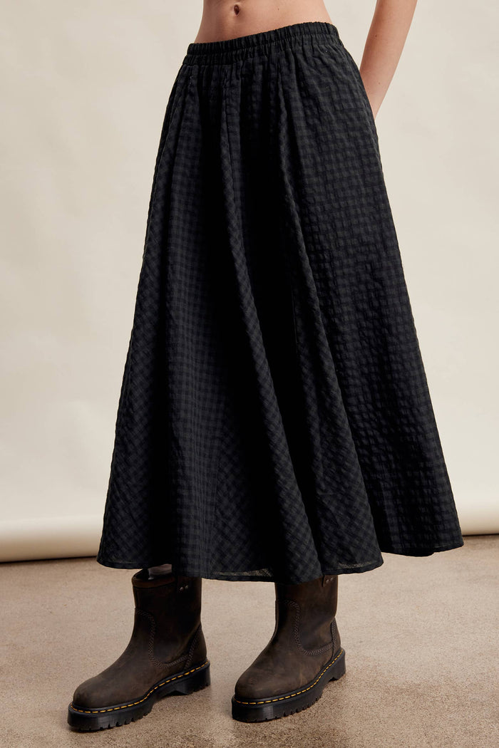 Textured Gingham Maxi Skirt