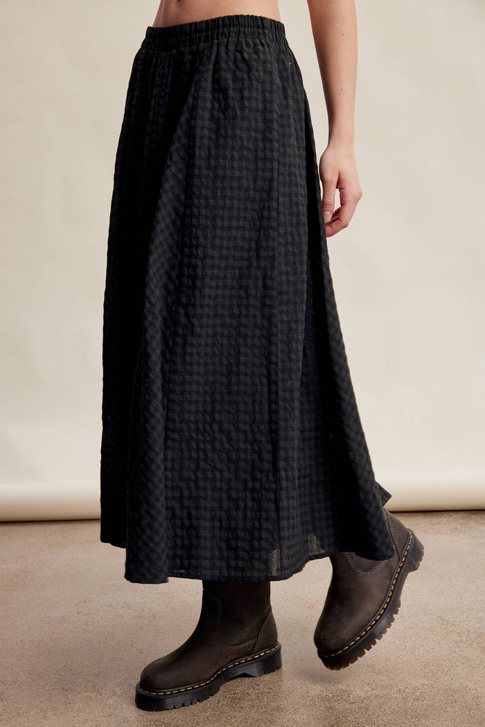 Textured Gingham Maxi Skirt