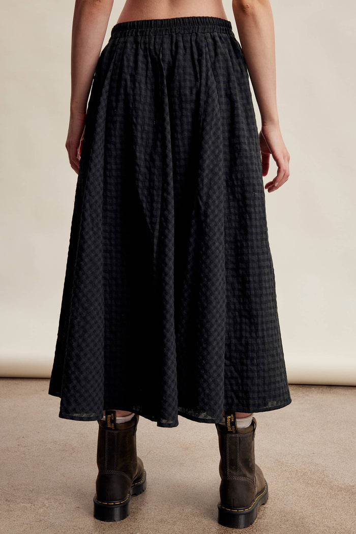 Textured Gingham Maxi Skirt