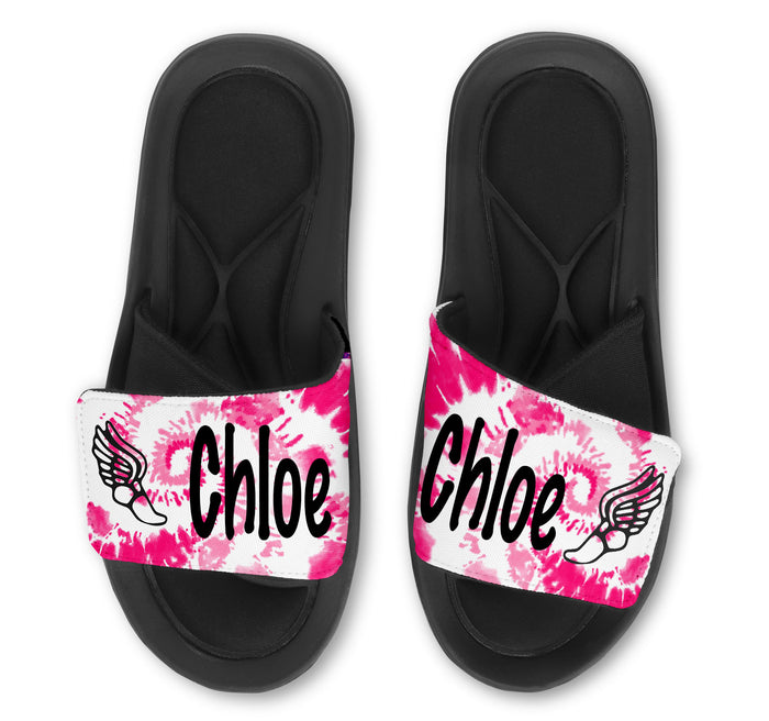 Track Tie Dye Custom Slides / Sandals - Choose your Background!