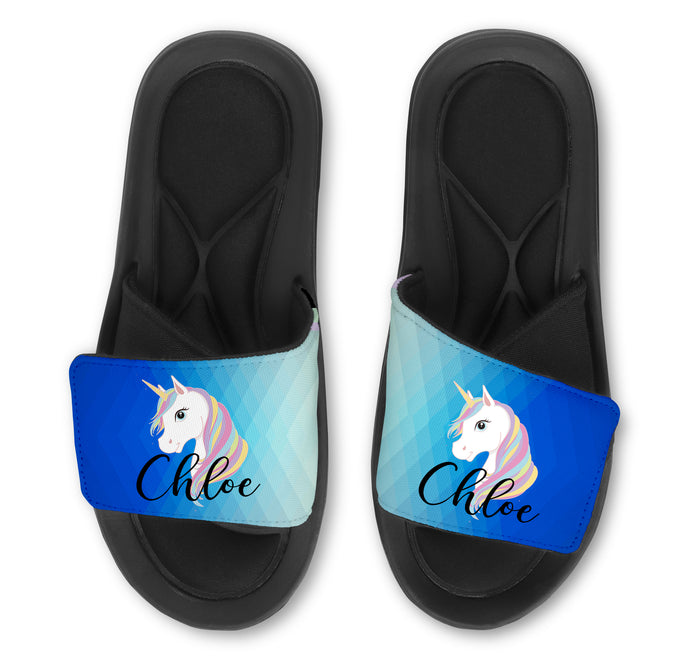 UNICORN Abstract Custom Slides / Sandals - Choose your Background Color.
