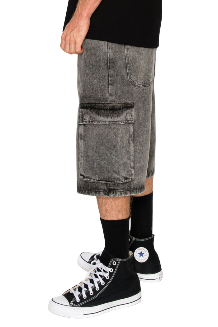 VAULT Baggy Fit Cargo Denim Shorts