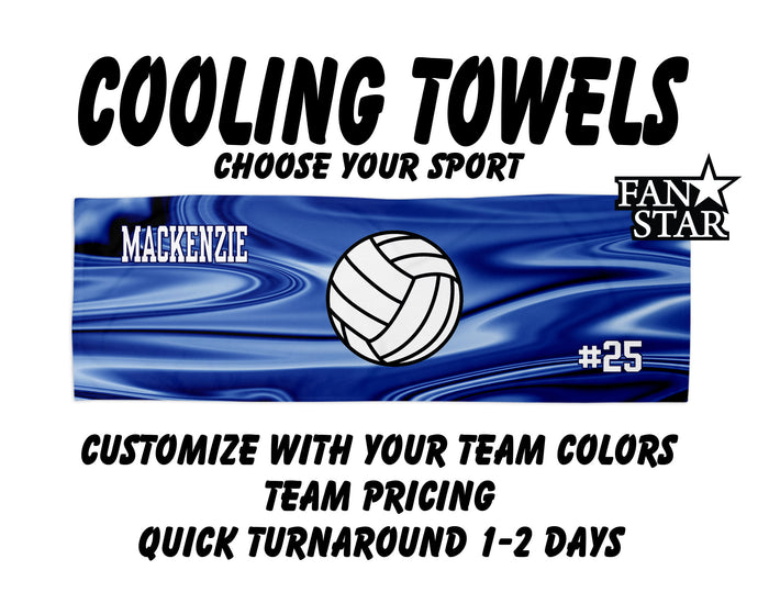 Volleyball Cooling Towel with Waves Background