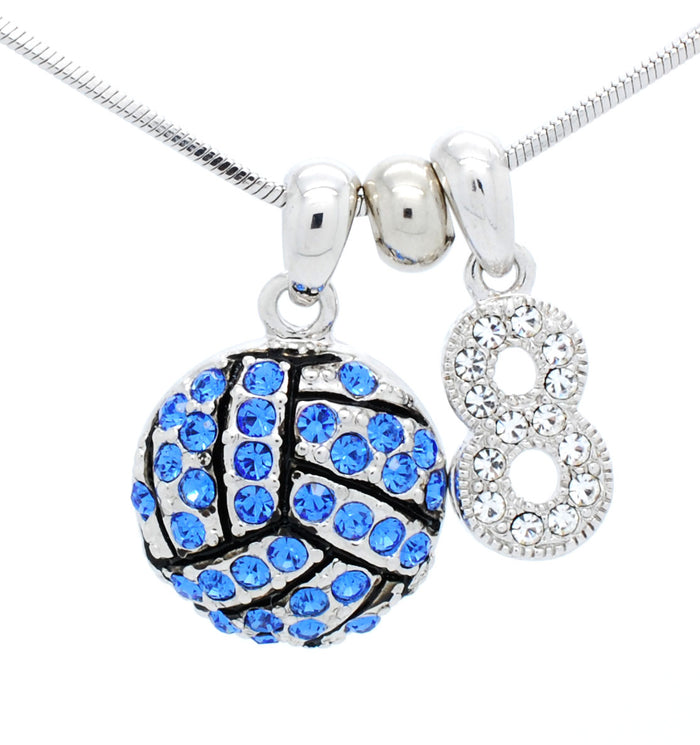 Volleyball Crystal Necklace - Large