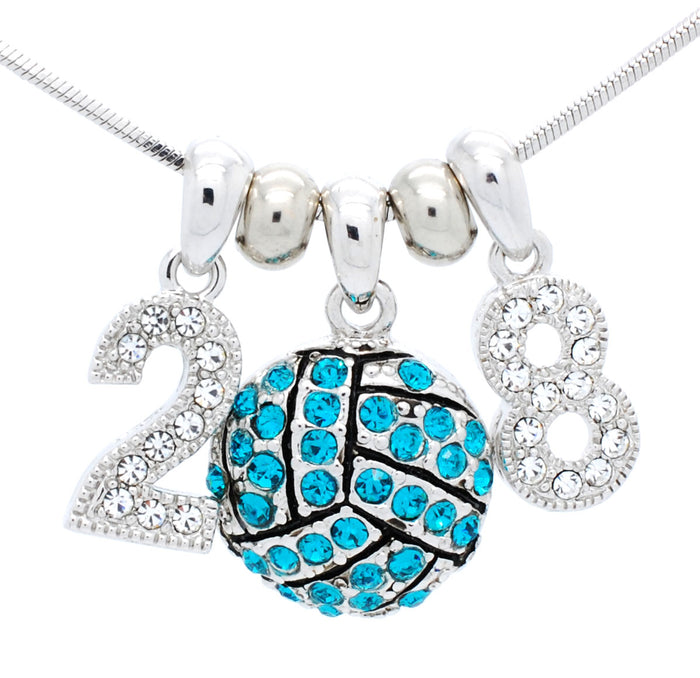 Volleyball Crystal Necklace - Large