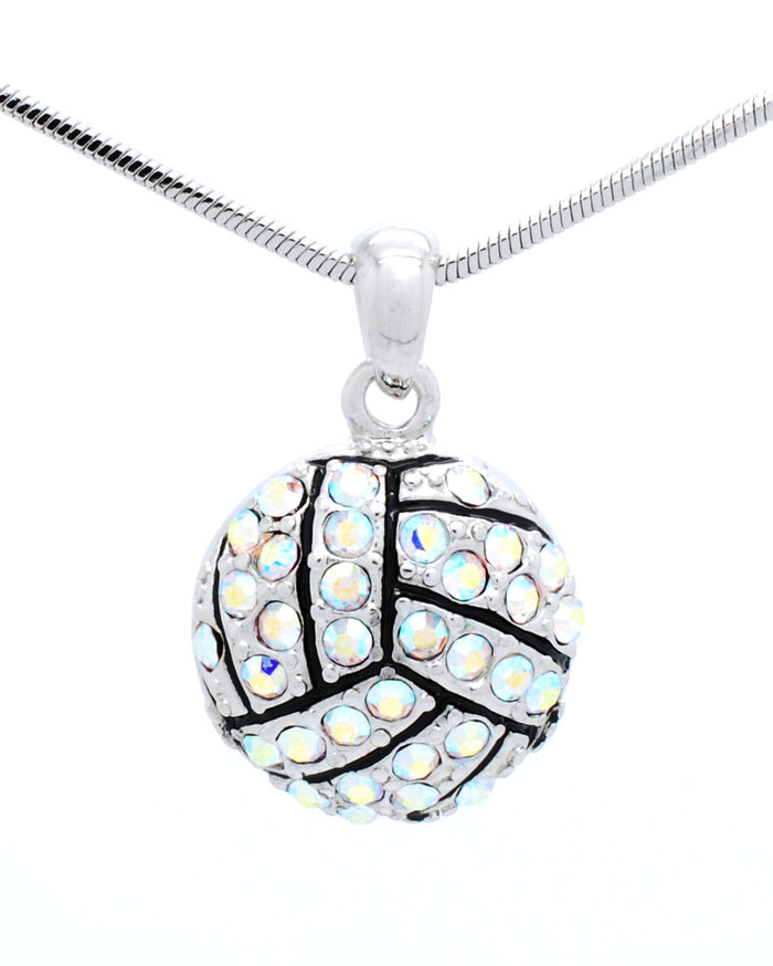 Volleyball Crystal Necklace - Large