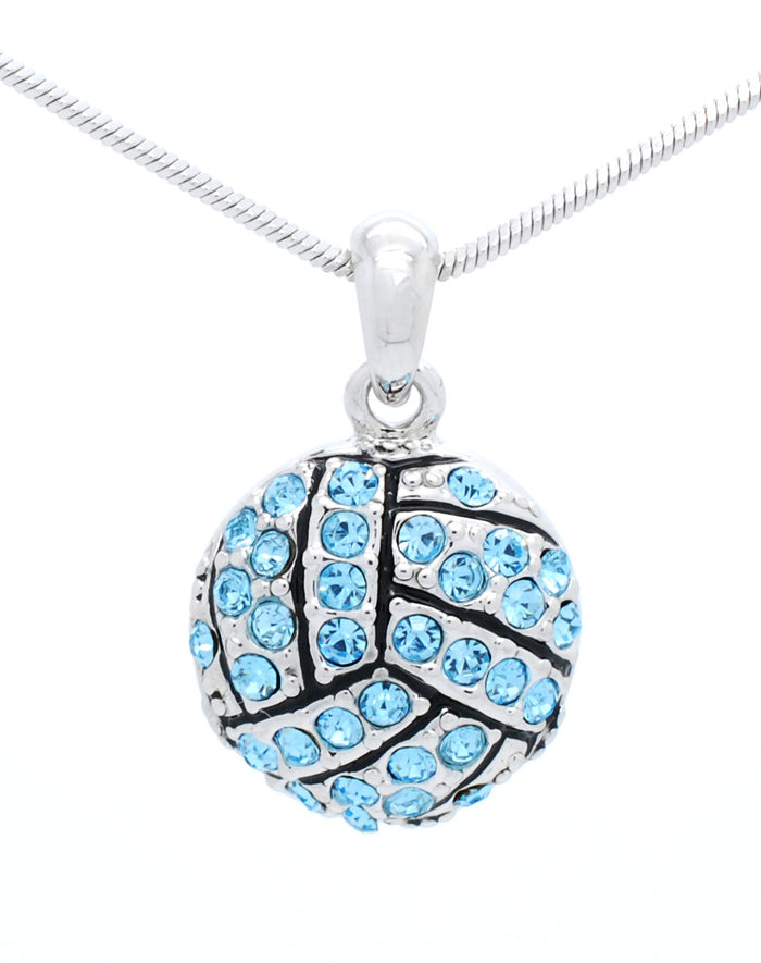 Volleyball Crystal Necklace - Large
