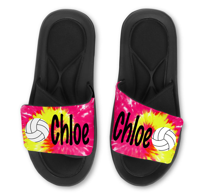 Volleyball Tie Dye Custom Slides / Sandals - Choose your Background!
