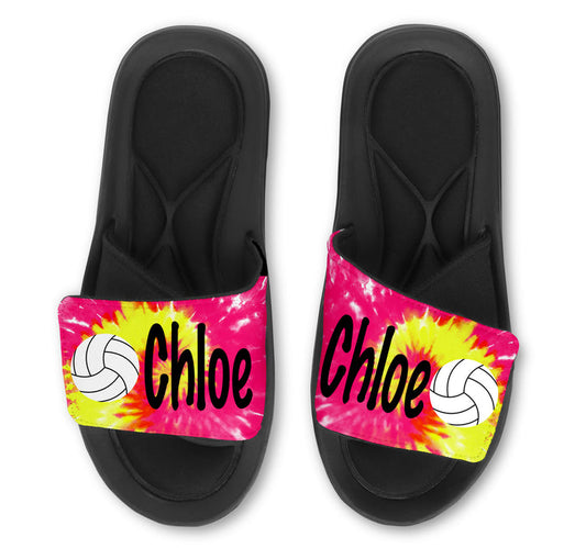 Volleyball Tie Dye Custom Slides / Sandals - Choose your Background!