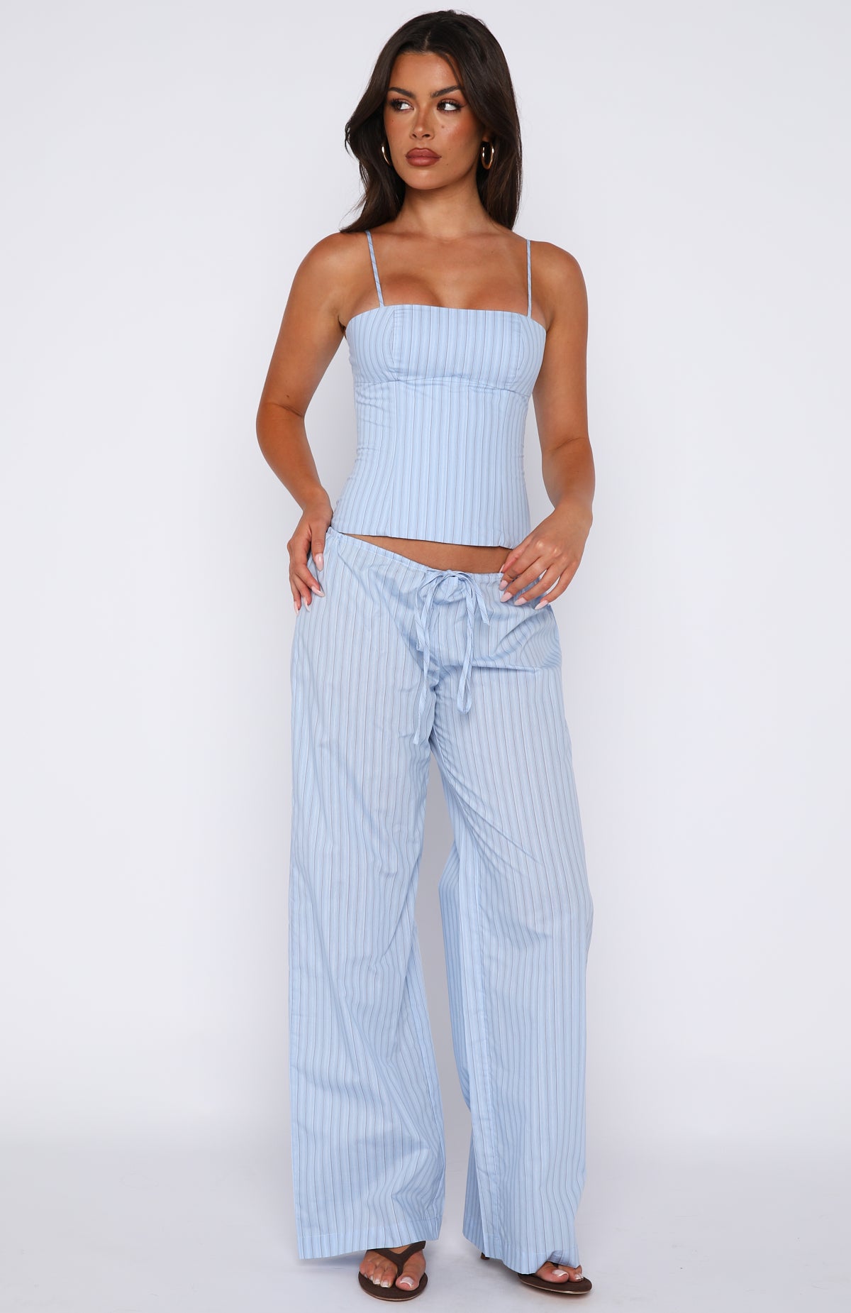 Born To Glow Wide Leg Pants Blue Stripe