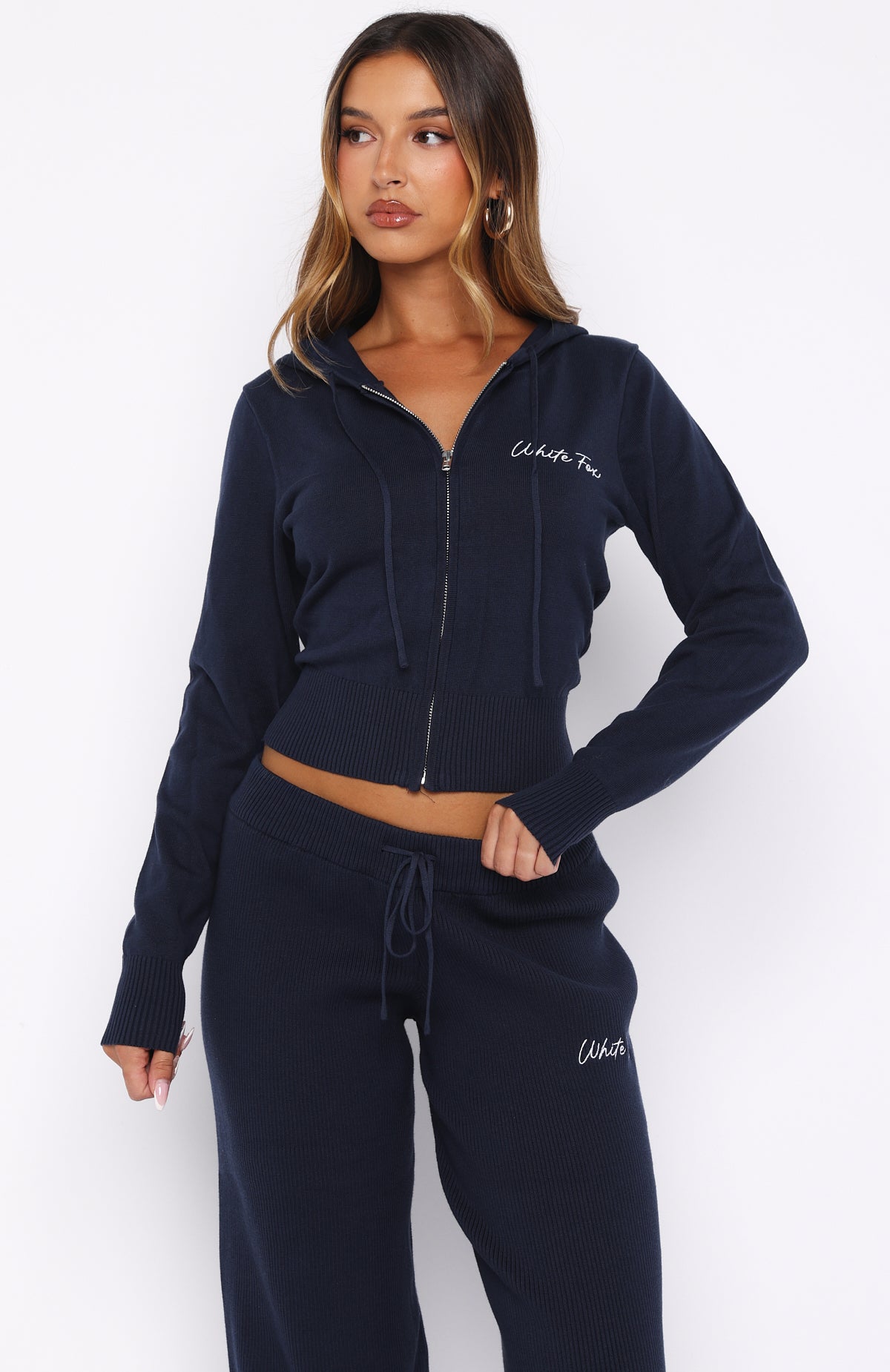 Paying It Forward Zip Front Hoodie Navy