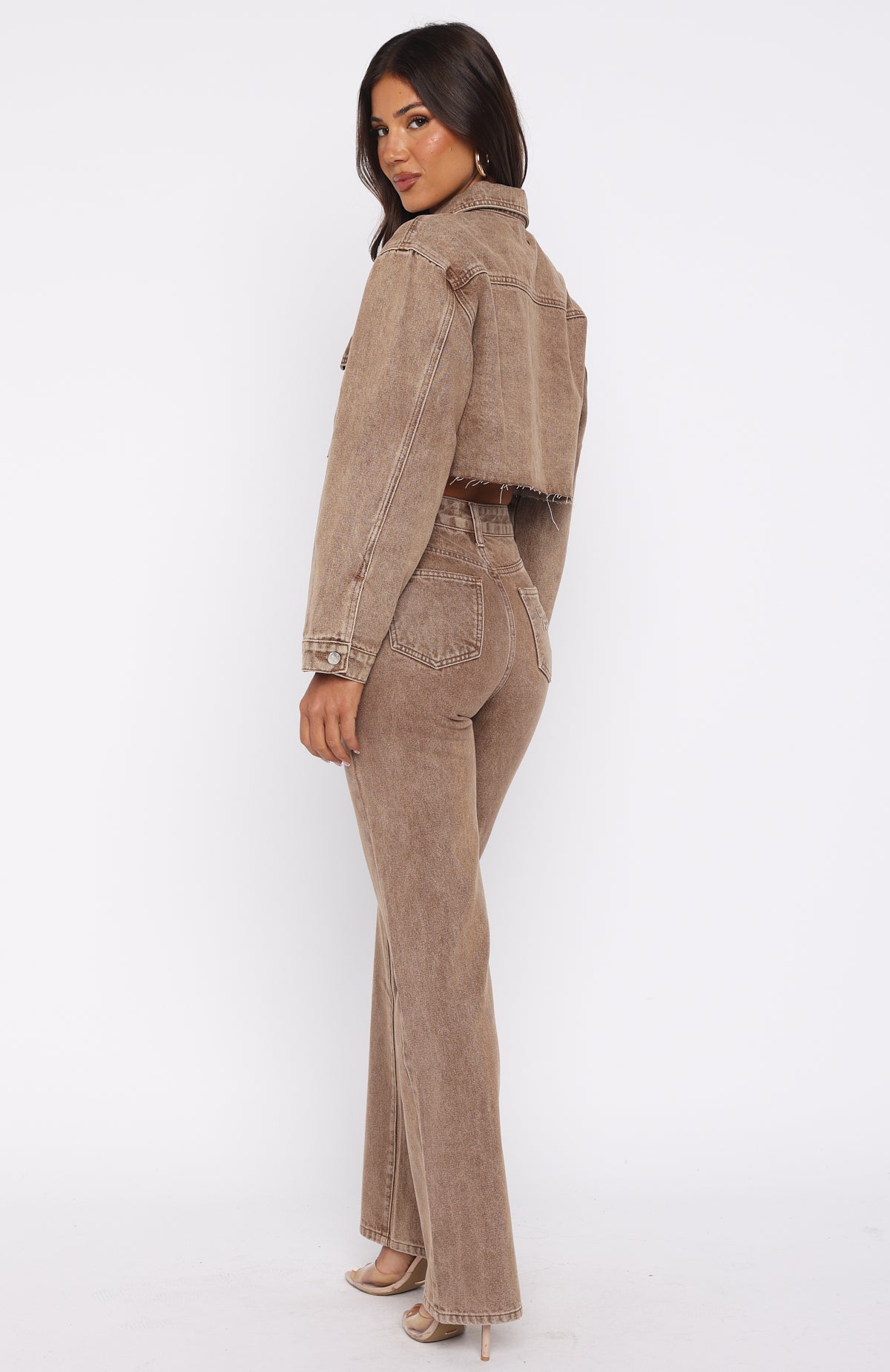 Something To Prove High Rise Straight Leg Jeans Tan Wash