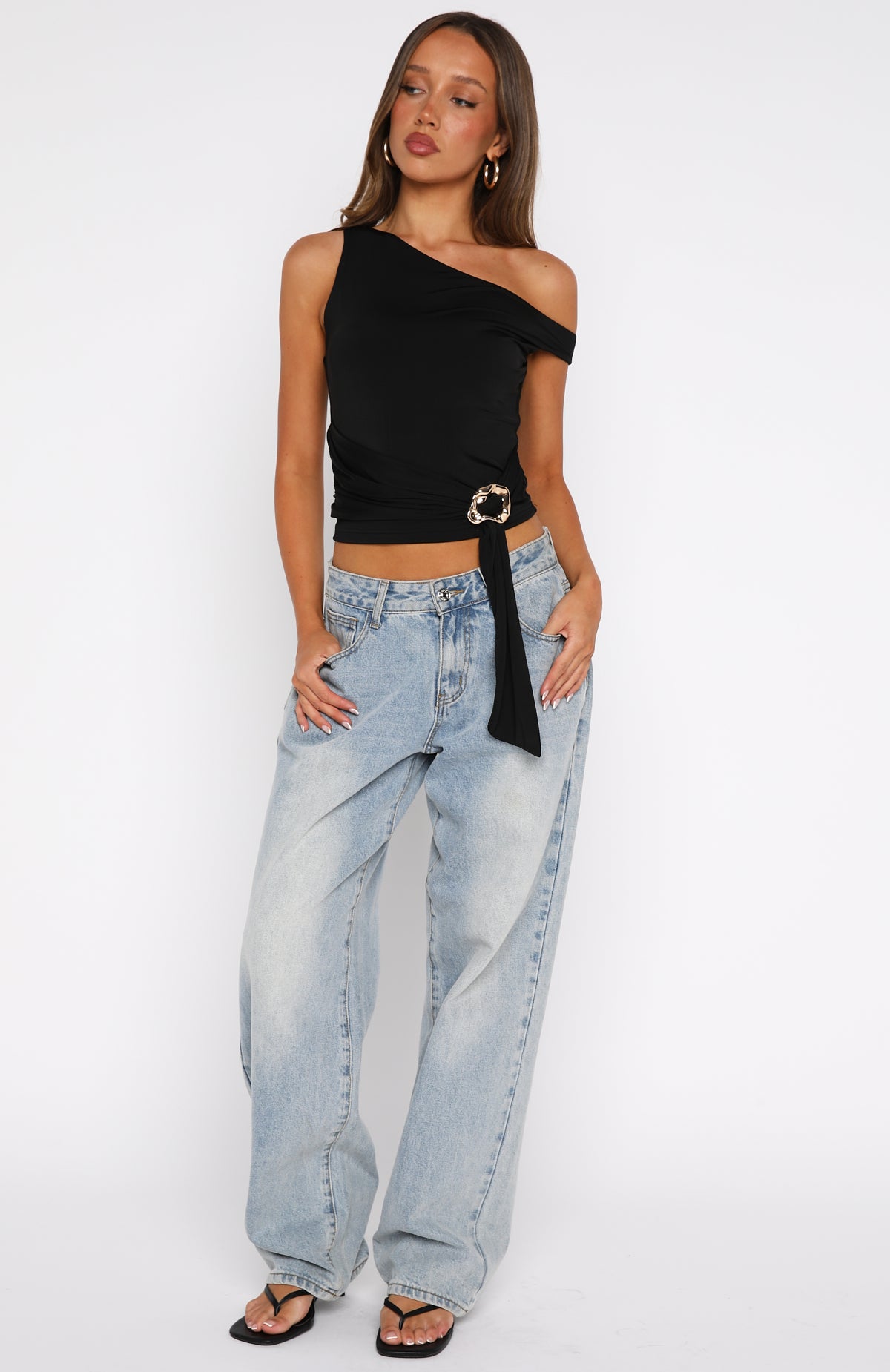 Stuck In A Dream Off Shoulder Top Black