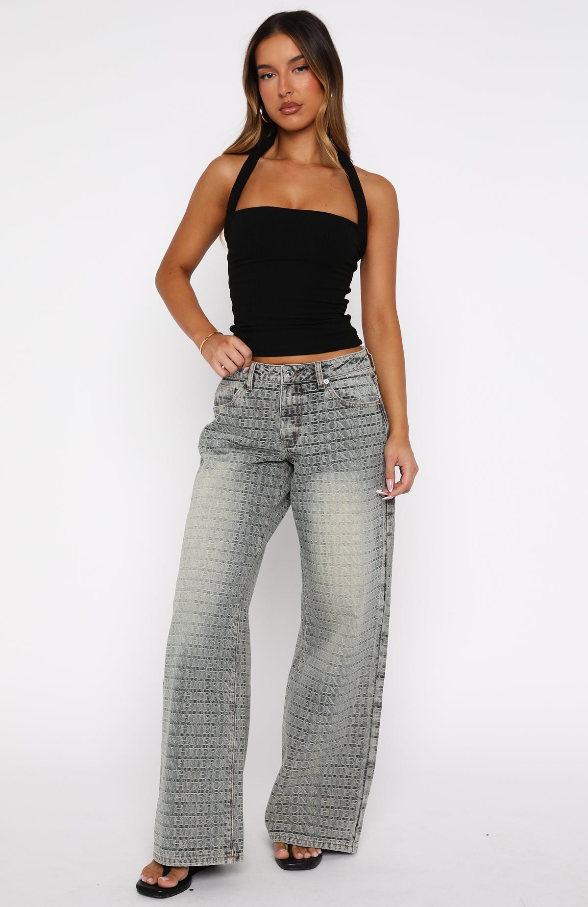 Tropic Dream Halter Top Black