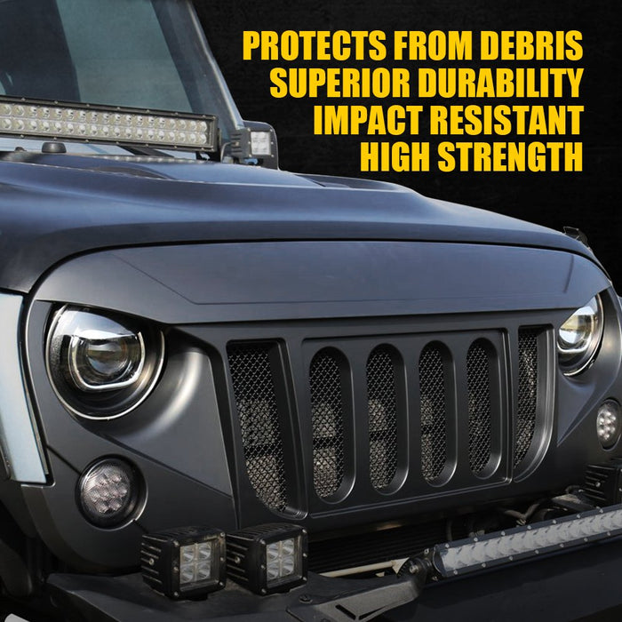 Xprite Black Replacement Grille for 2018+ Jeep Wrangler JL & Gladiator JT | Black Widow Series
