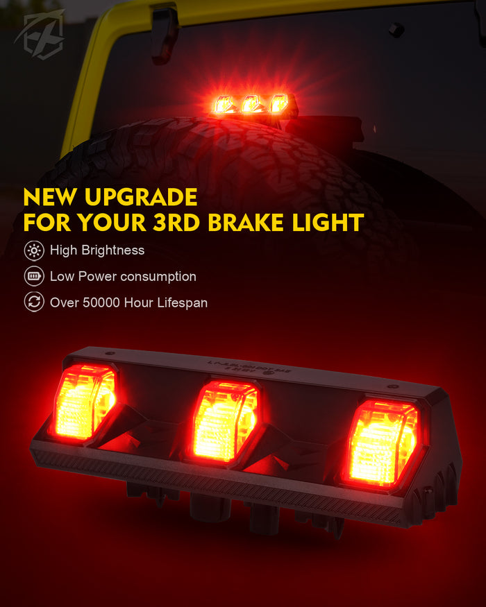 Xprite Jeep LED Third Brake Lights, IP68 Waterproof – High Mount Stop Lights for 2018+Jeep Wrangler JL JLU