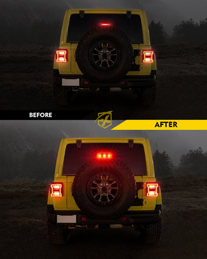 Xprite Jeep LED Third Brake Lights, IP68 Waterproof – High Mount Stop Lights for 2018+Jeep Wrangler JL JLU
