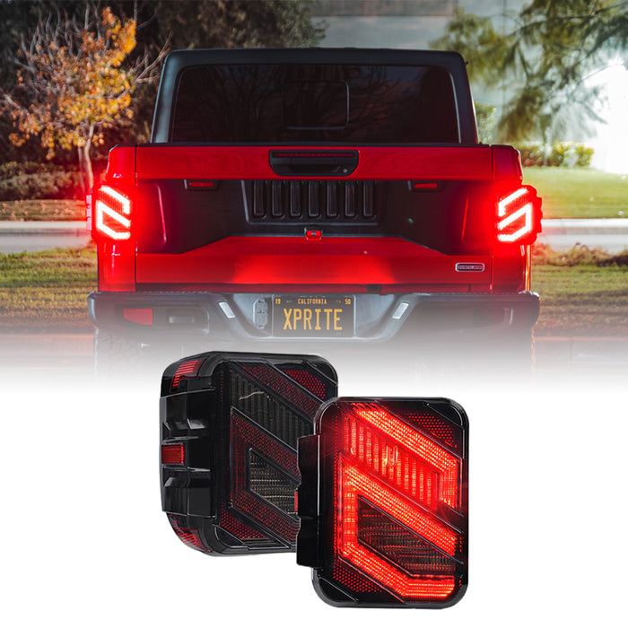 Xprite LED Tail Lights for Jeep Gladiator JT 2020+ – Smoked Lens Plug & Play Brake, Turn Signal  | Savage Series