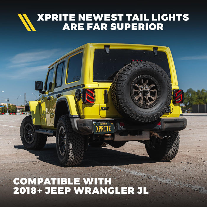 Xprite  LED Tail Lights for Jeep Wrangler JK/JKU  Plug & Play Rear Light Upgrade | Savage Series
