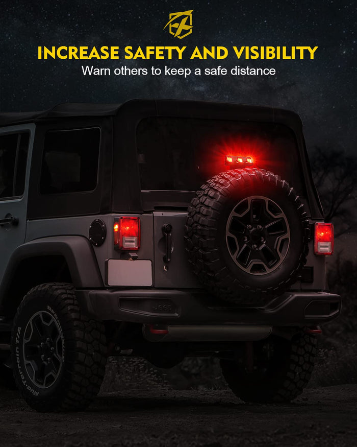 Xprite LED Third Brake Light for 2007–2018 Jeep Wrangler JK/JKU | High Mount Stop Light Plug & Play Upgrade