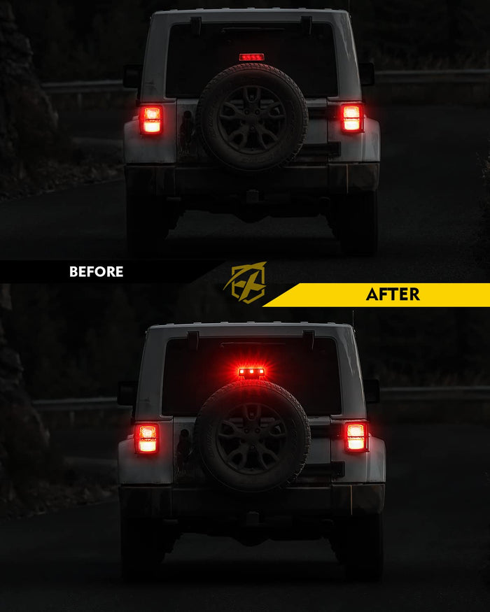 Xprite LED Third Brake Light for 2007–2018 Jeep Wrangler JK/JKU | High Mount Stop Light Plug & Play Upgrade