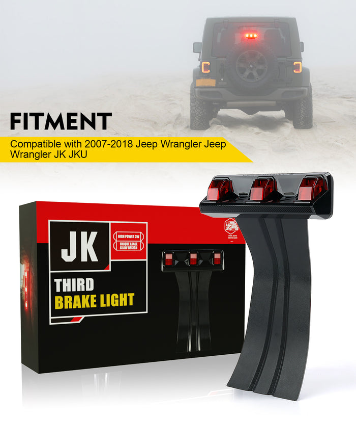 Xprite LED Third Brake Light for 2007–2018 Jeep Wrangler JK/JKU | High Mount Stop Light Plug & Play Upgrade