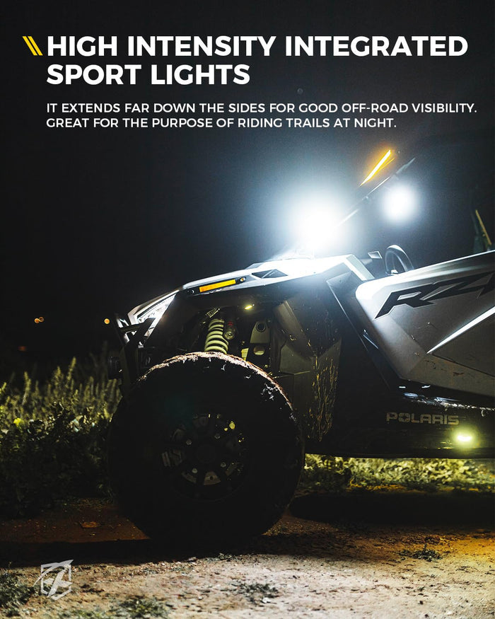 Xprite UTV Side Mirrors with LED Spot Lights – Anti-Glare Blue Tinted Off-Road Mirrors | Destiny Series